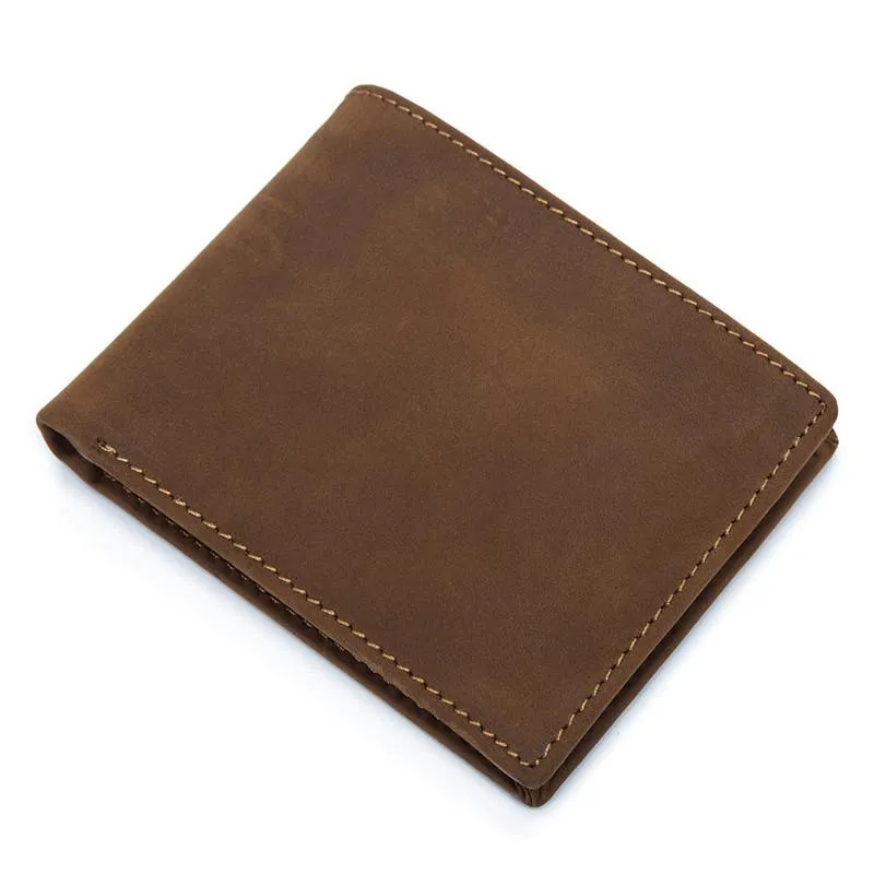 Vintage Leather Mens Slim Small Wallet billfold Bifold Wallet Front Pocket Wallet Driving License Wallet for Men