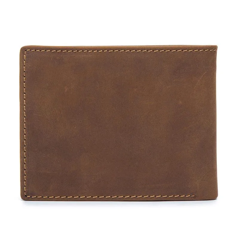 Vintage Leather Mens Slim Small Wallet billfold Bifold Wallet Front Pocket Wallet Driving License Wallet for Men