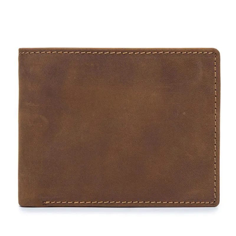 Vintage Leather Mens Slim Small Wallet billfold Bifold Wallet Front Pocket Wallet Driving License Wallet for Men