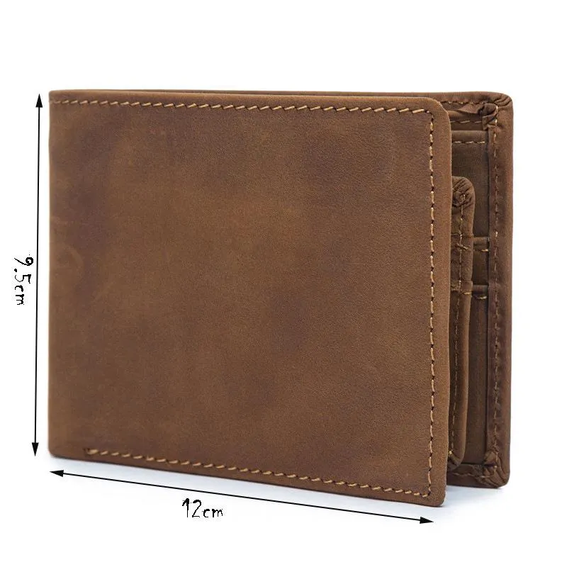 Vintage Leather Mens Slim Small Wallet billfold Bifold Wallet Front Pocket Wallet Driving License Wallet for Men