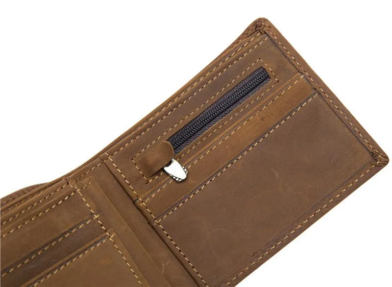 Vintage Leather Mens Slim Small Wallet billfold Bifold Wallet Front Pocket Wallet Driving License Wallet for Men