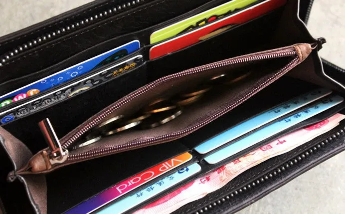 Vintage LEATHER Womens Long Wallet Fashion Zipper Long Wallets FOR Women