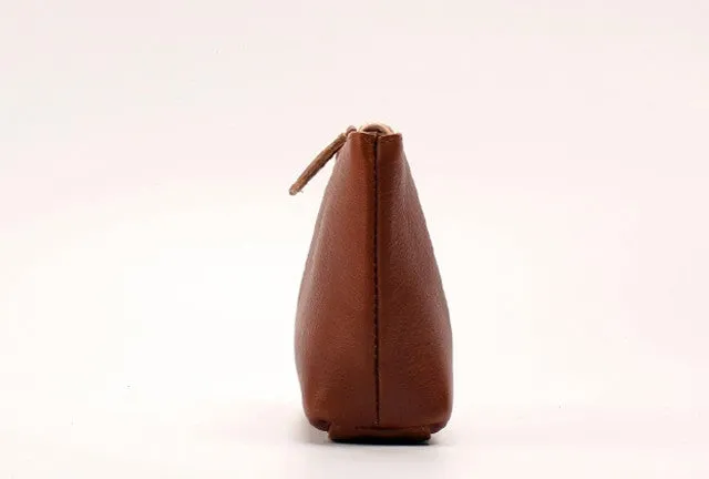 Vintage LEATHER Womens Zipper Wallet Change Wallet Makeup Pouches FOR Women