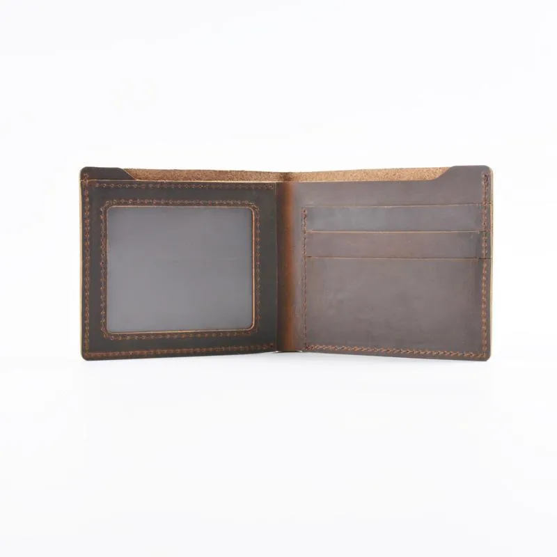 Vintage Mens Brown Leather's Bifold Small Wallet Black billfold Front Pocket Wallet For Men