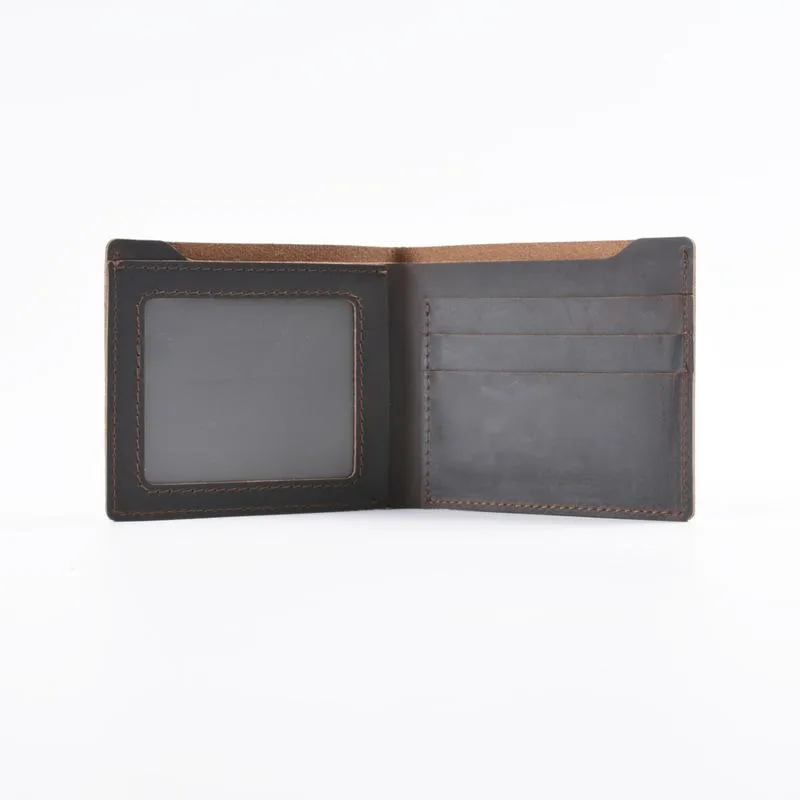 Vintage Mens Brown Leather's Bifold Small Wallet Black billfold Front Pocket Wallet For Men