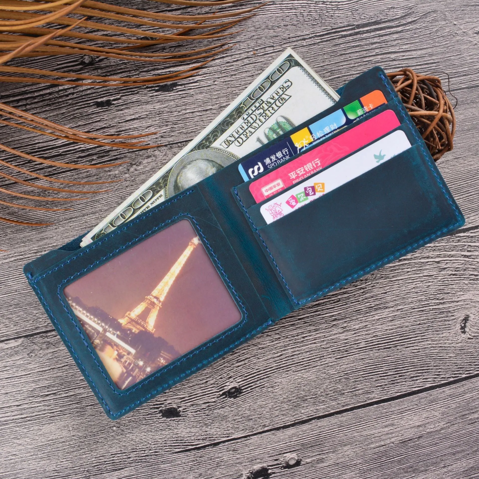 Vintage Mens Brown Leather's Bifold Small Wallet Black billfold Front Pocket Wallet For Men