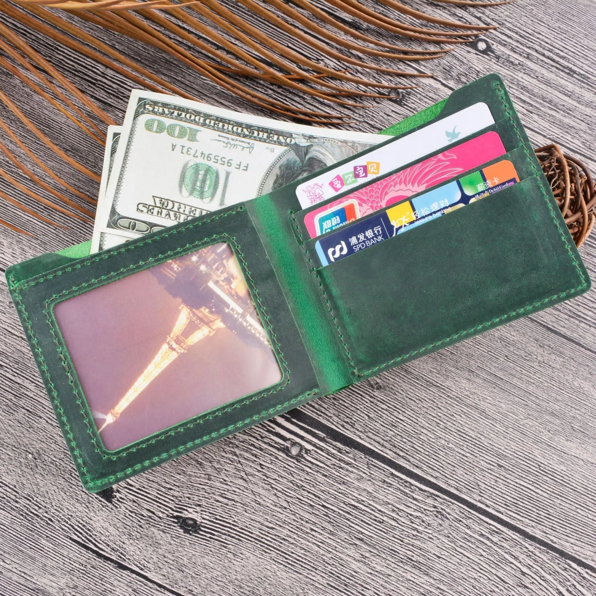 Vintage Mens Brown Leather's Bifold Small Wallet Black billfold Front Pocket Wallet For Men