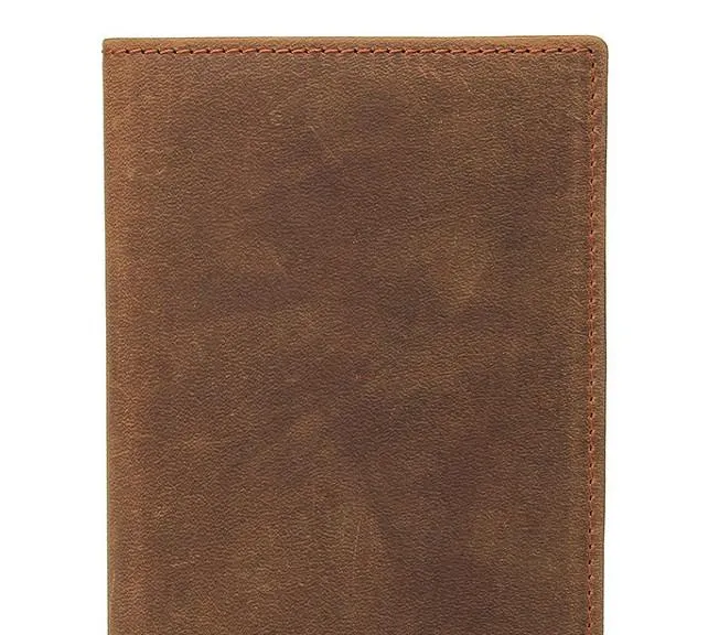 Vintage Mens Leather Small Slim Passport Wallets Bifold Long Wallet For Men