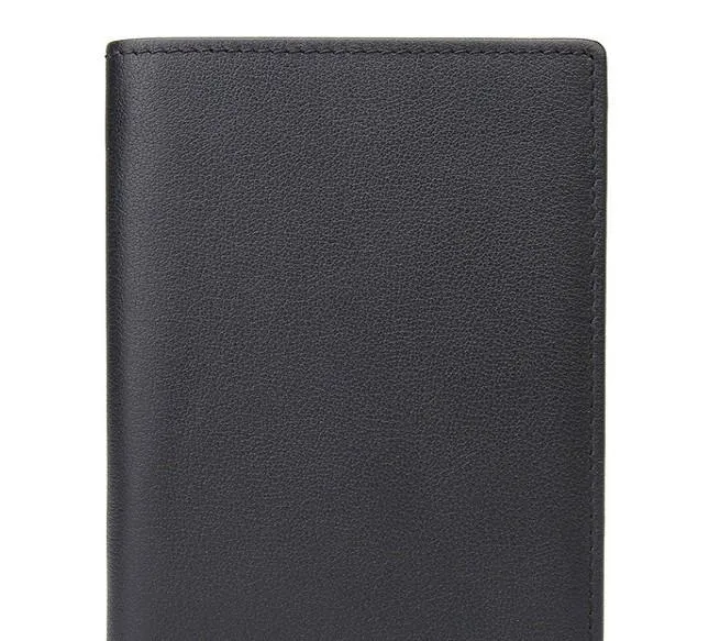 Vintage Mens Leather Small Slim Passport Wallets Bifold Long Wallet For Men