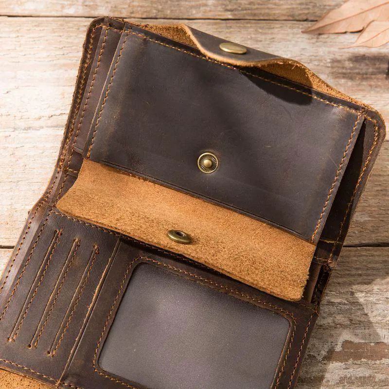 Vintage Slim long Wallets Leather Mens Coffee Wallet Long Wallet for Men