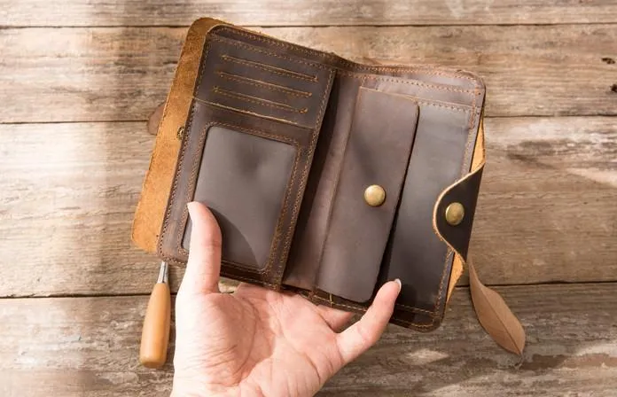 Vintage Slim long Wallets Leather Mens Coffee Wallet Long Wallet for Men