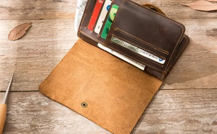 Vintage Slim long Wallets Leather Mens Coffee Wallet Long Wallet for Men