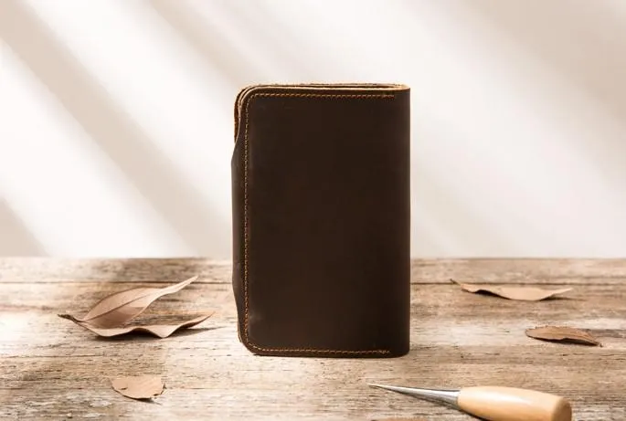 Vintage Slim long Wallets Leather Mens Coffee Wallet Long Wallet for Men