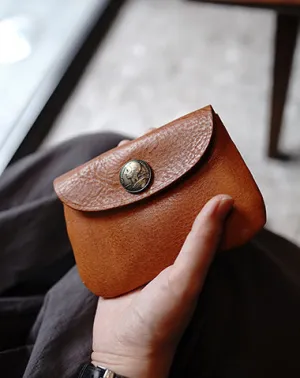Vintage Women Brown Leather Billfold Wallet Slim Coin Wallets Headphone Case Cord Organizer For Women