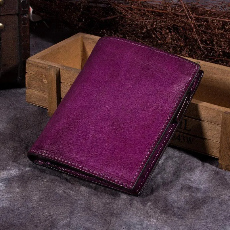 Vintage Womens Blue Small Leather Wallet Bifold billfold Wallet Womens Purse for Ladies