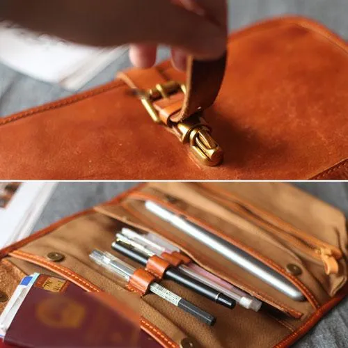 Vintage Womens Brown Leather Long Wallet Clutch Wallet Large Brown Clutch Purse