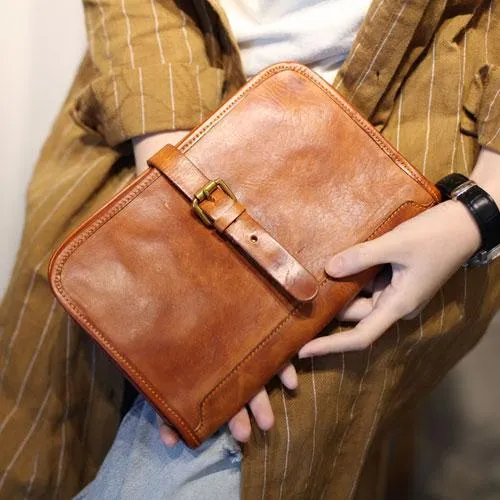 Vintage Womens Brown Leather Long Wallet Clutch Wallet Large Brown Clutch Purse