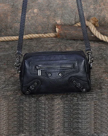 Vintage Womens Brown Leather Wristlet Wallets Mini Shoulder Bag Small Crossbody Bag for Women