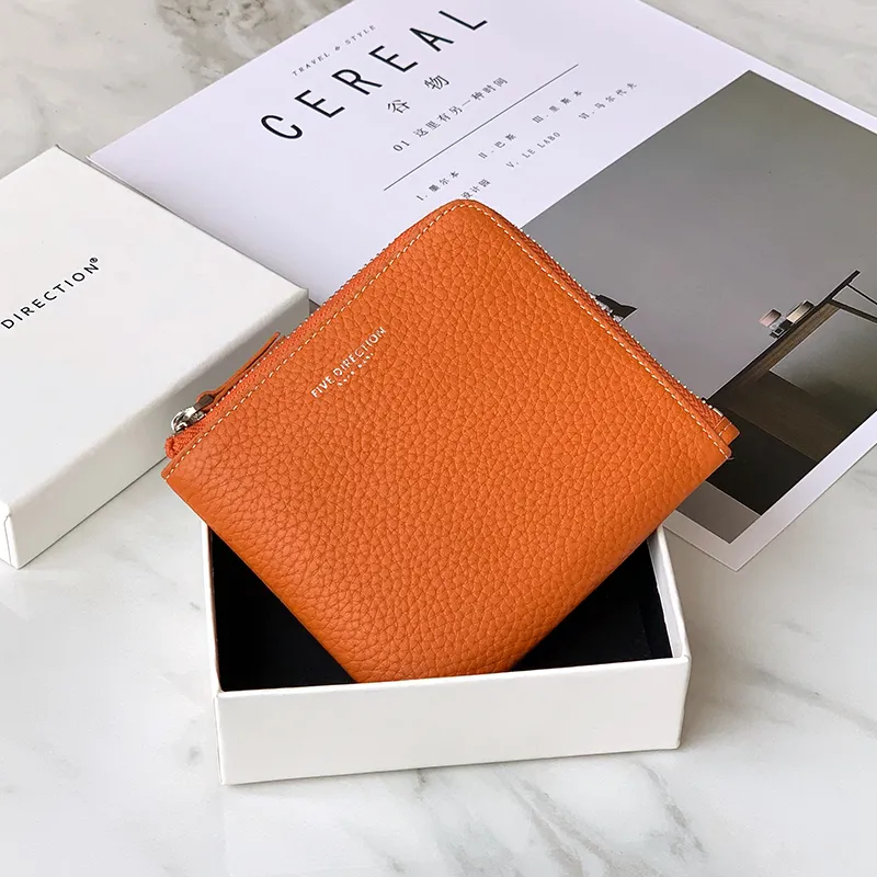 Women Green Leather Small Wallet BILLFOLD Minimalist Zip Small Wallet Slim Zipper Wallet For Women