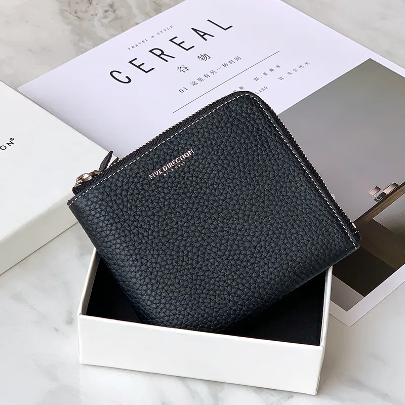 Women Green Leather Small Wallet BILLFOLD Minimalist Zip Small Wallet Slim Zipper Wallet For Women