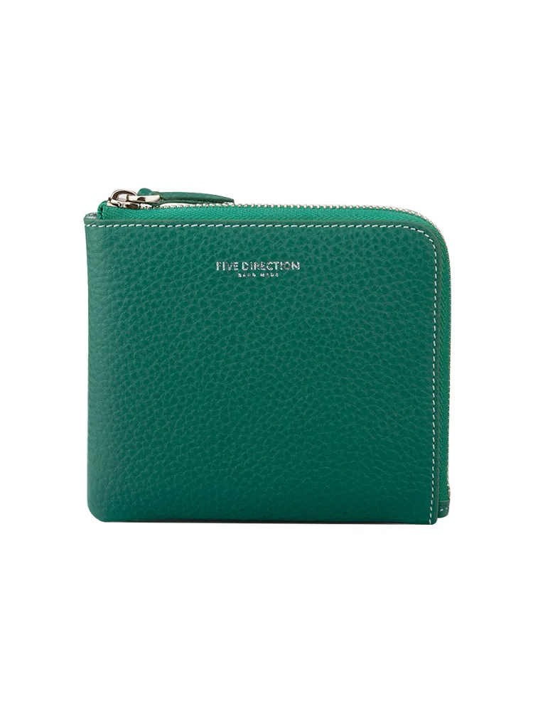 Women Green Leather Small Wallet BILLFOLD Minimalist Zip Small Wallet Slim Zipper Wallet For Women