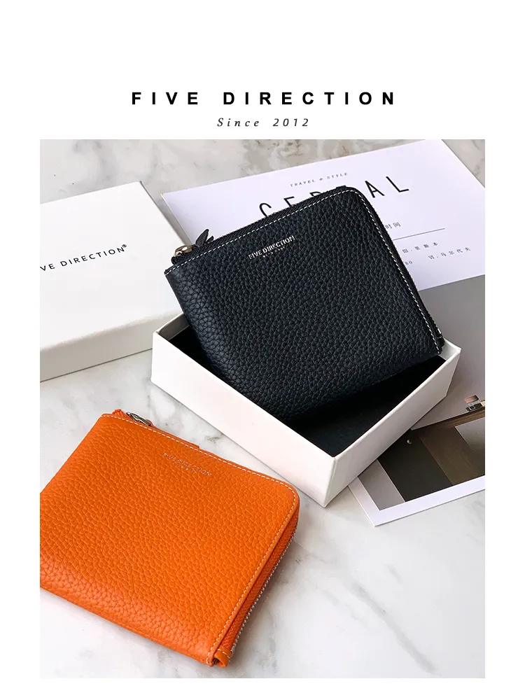 Women Green Leather Small Wallet BILLFOLD Minimalist Zip Small Wallet Slim Zipper Wallet For Women