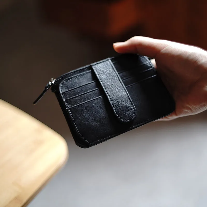 Womens Black Leather Card Holders Wallet Slim Billfold Wallet Card Holders for Ladies