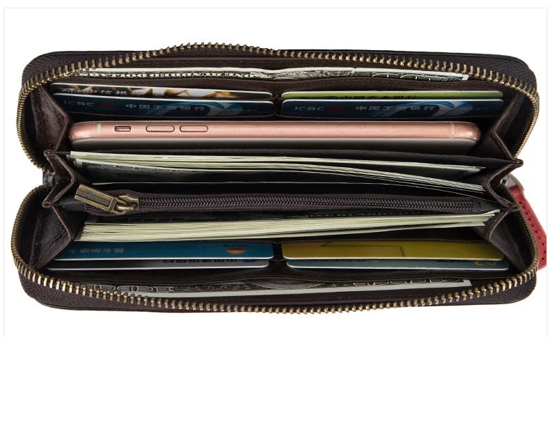 Womens Rose Flowers Black Leather Wristlet Wallets Zip Around Wallet Flowers Ladies Zipper Clutch Wallet for Women