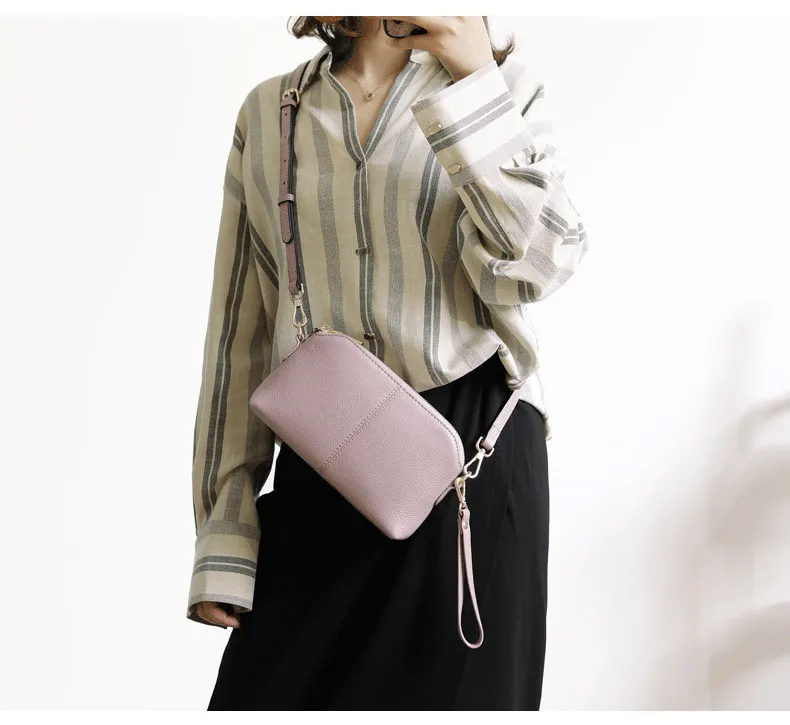 Zip Womens Leather Wristlet Wallet Pink Crossbody Purse Cute Shoulder Bag for Women
